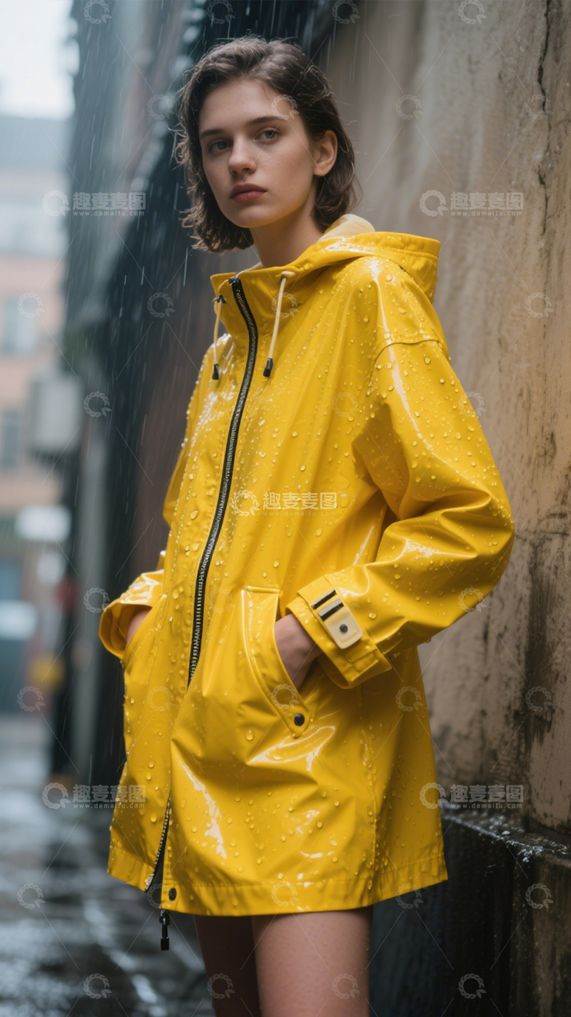 高清大图下载【趣麦麦图】实用户外黄色雨衣1