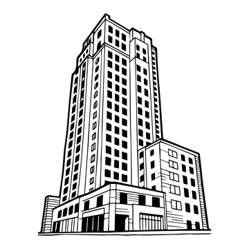 黑白城市建筑线稿8