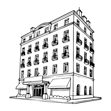 黑白城市建筑线稿6