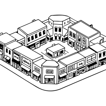 黑白城市建筑线稿4