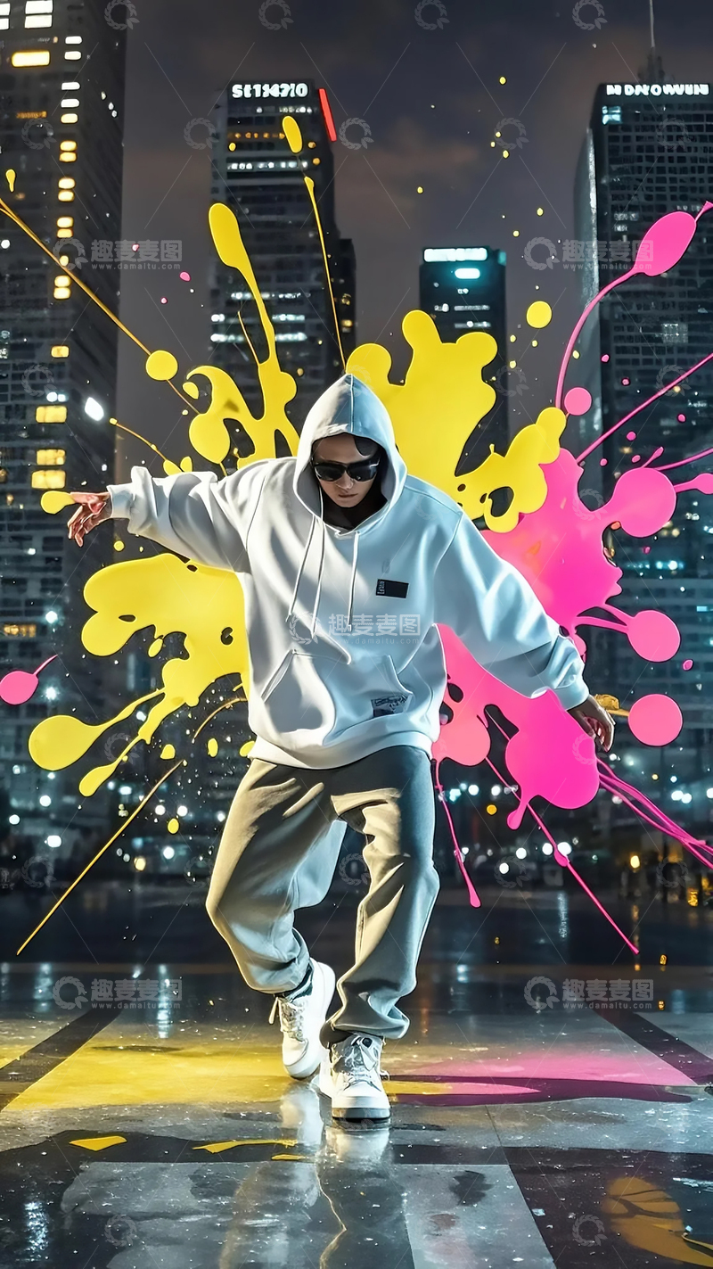 高清大图下载【趣麦麦图】青年城市街舞者