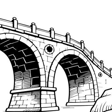 石桥建筑线稿1