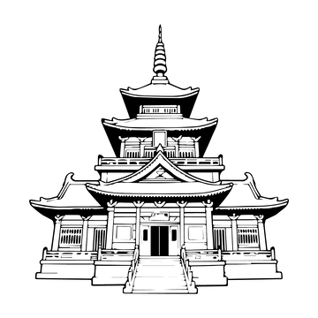 建筑线稿城市寺庙2