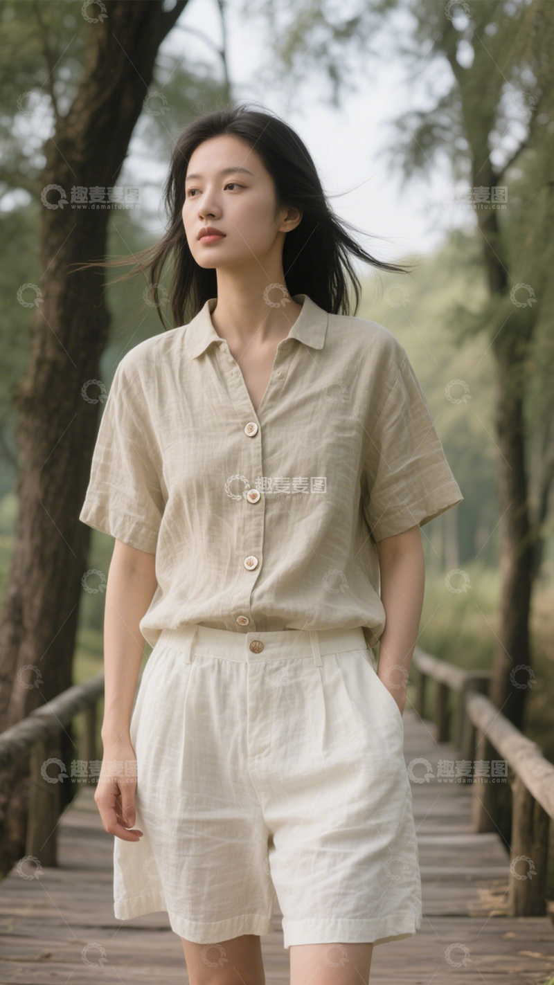 高清大图下载【趣麦麦图】简约夏日麻色套装2