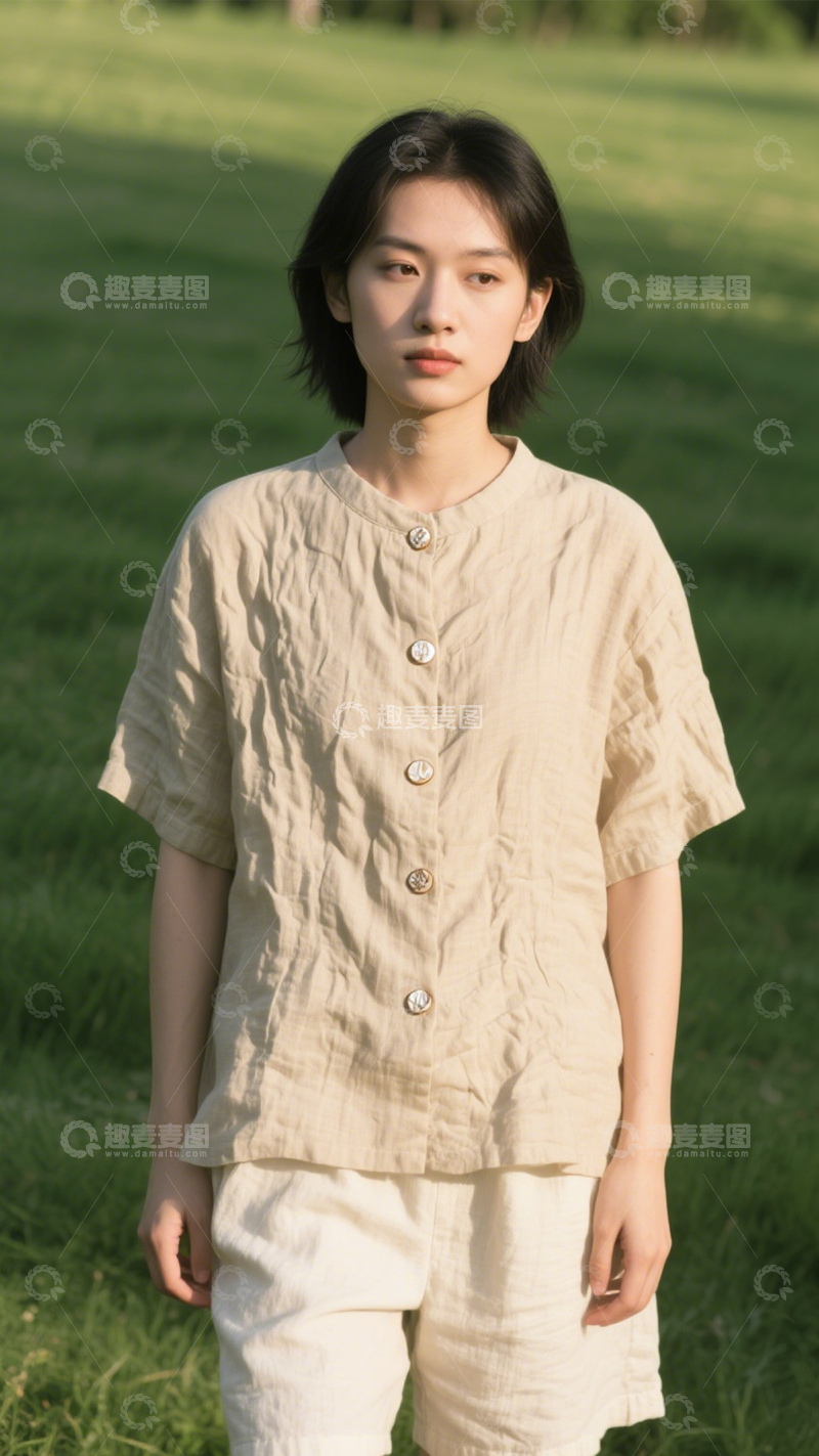 高清大图下载【趣麦麦图】简约夏日麻色套装1