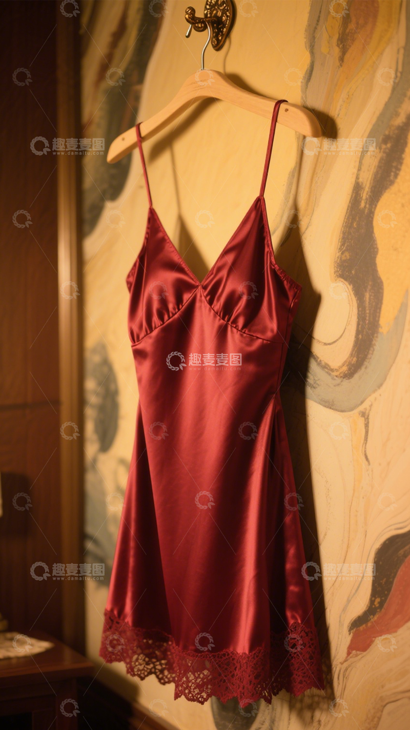 高清大图下载【趣麦麦图】性感缎面吊带睡裙1