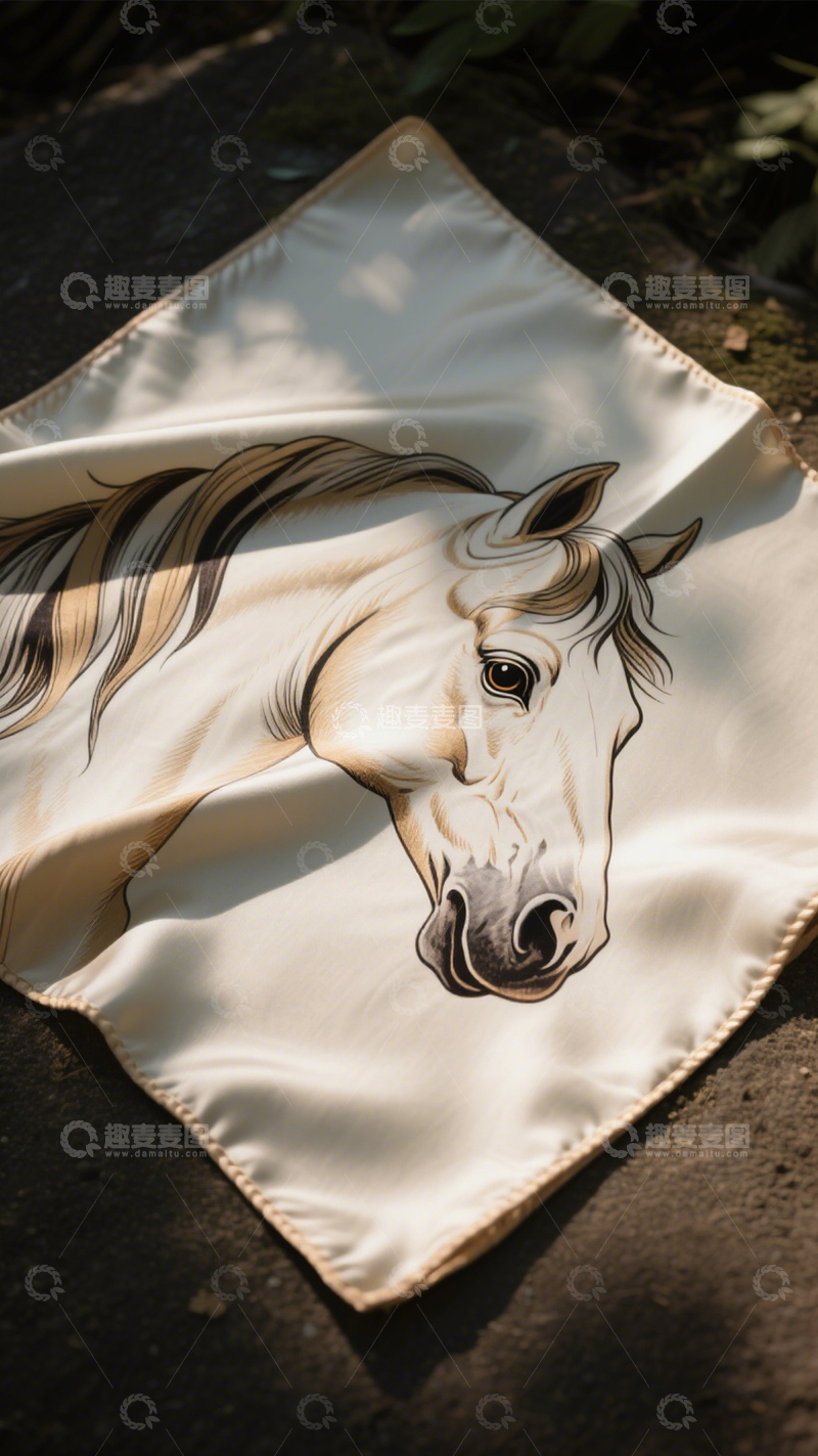 高清大图下载【趣麦麦图】复古时尚骏马丝巾12