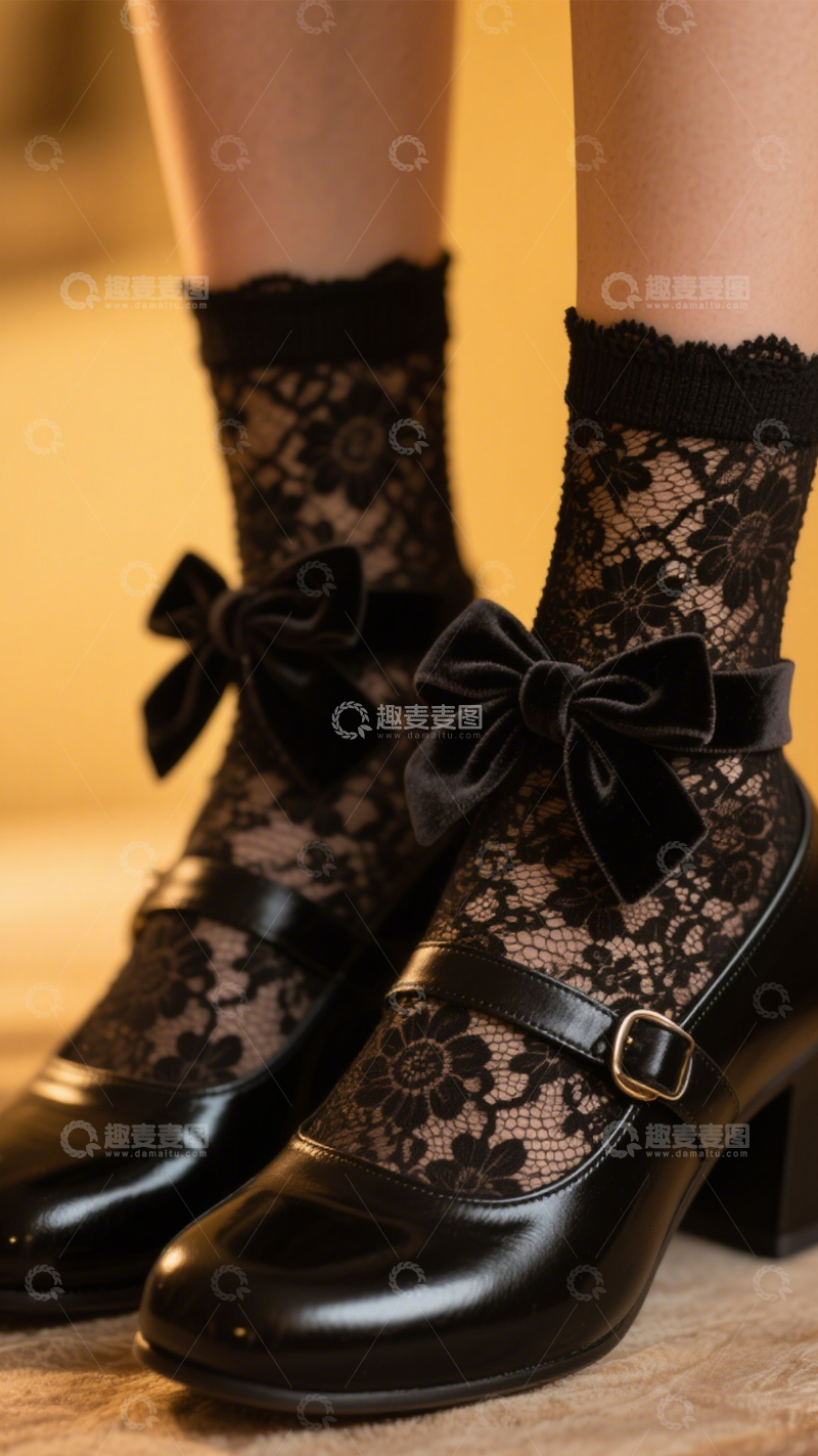 高清大图下载【趣麦麦图】甜美复古蕾丝袜鞋1