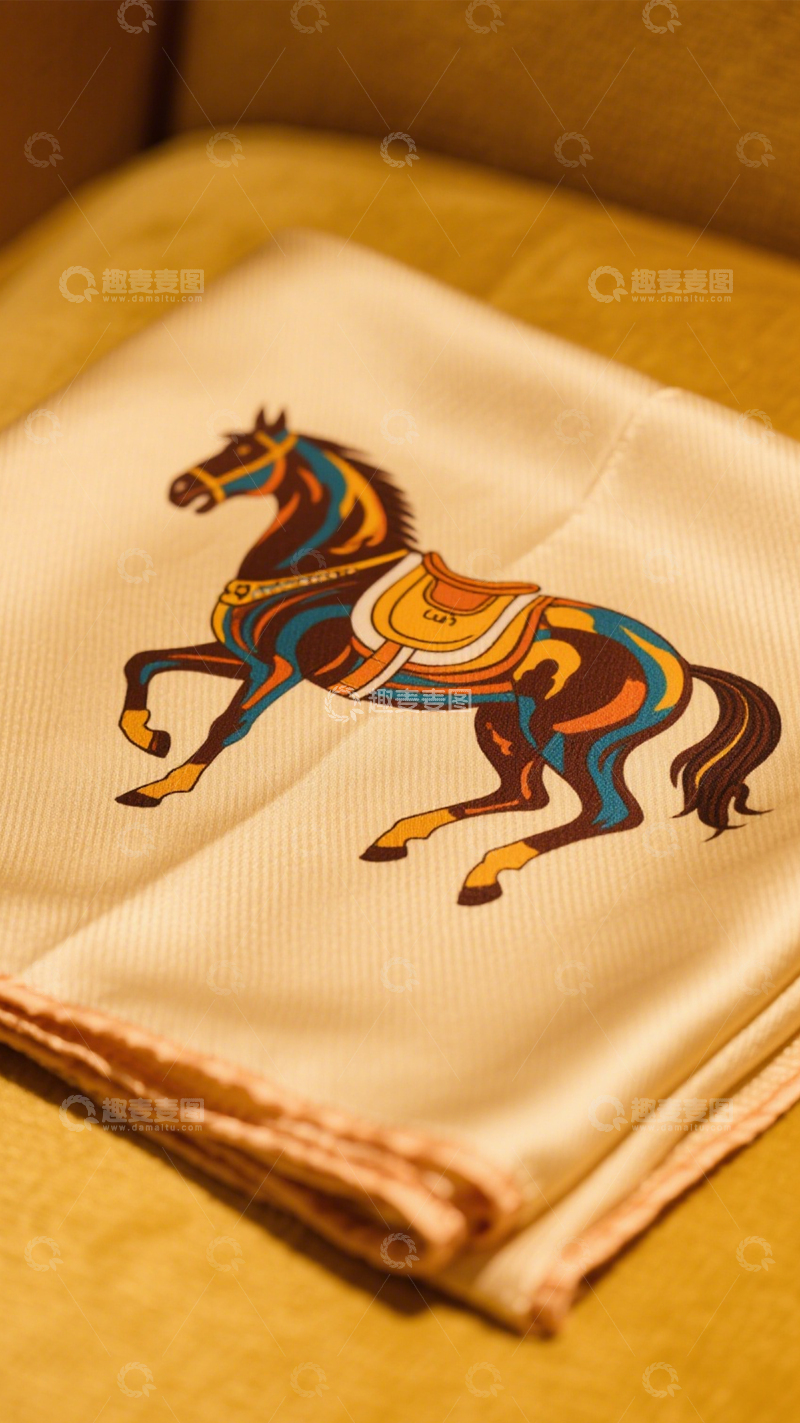 高清大图下载【趣麦麦图】复古时尚骏马丝巾