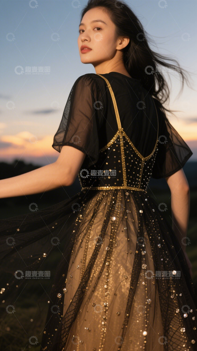 高清大图下载【趣麦麦图】-华丽晚宴黑金礼服