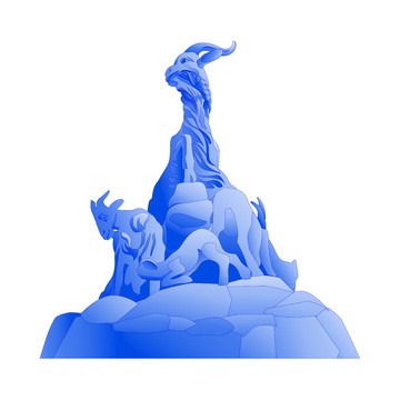 广州五羊石像建筑线稿地标景点景观雕像