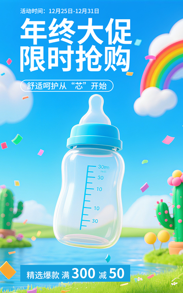 多巴胺奶瓶促销电商竖版海报模板