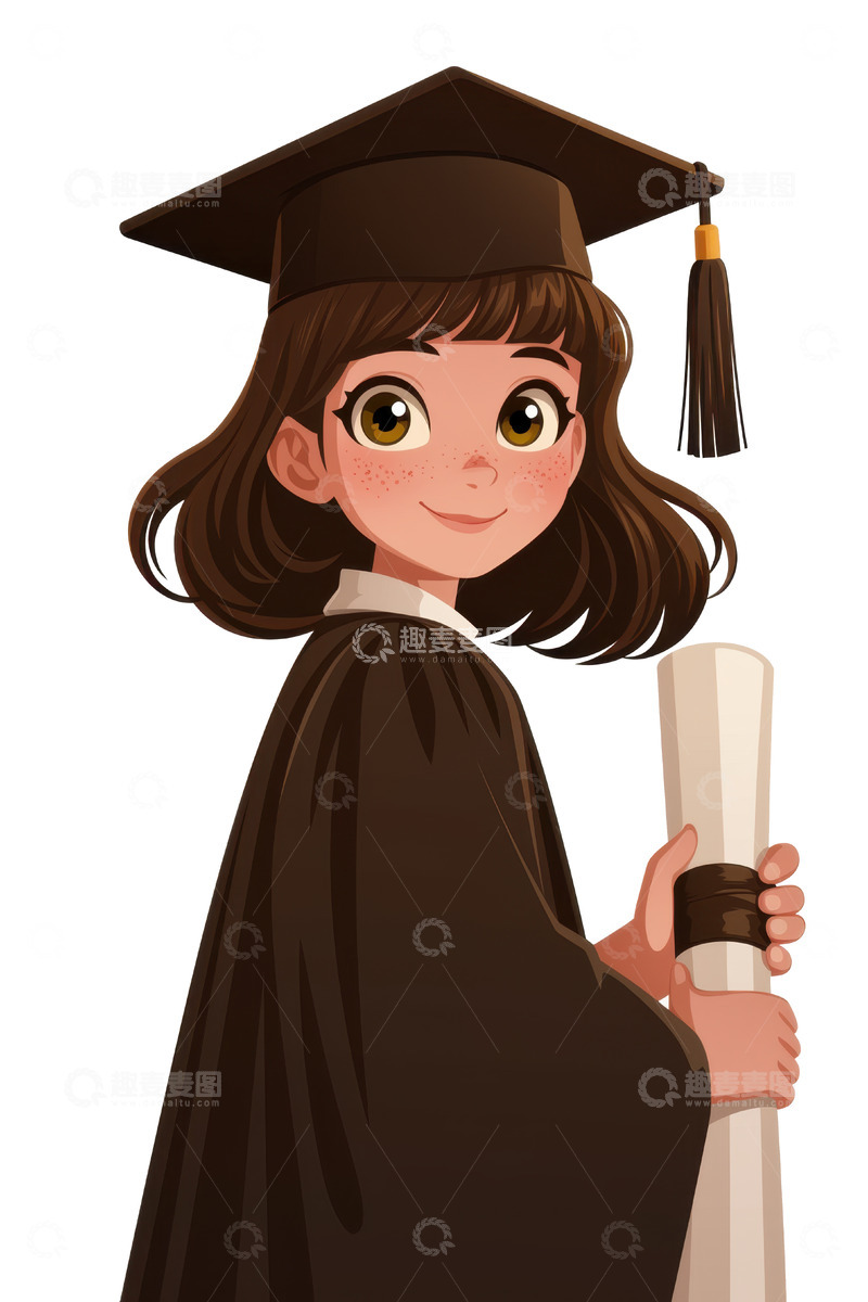 高清大图下载【趣麦麦图】扁平简约可爱的毕业生