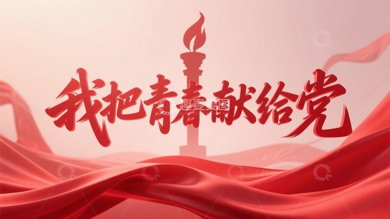 高清大图下载【趣麦麦图】我把青春献给党海报背景2