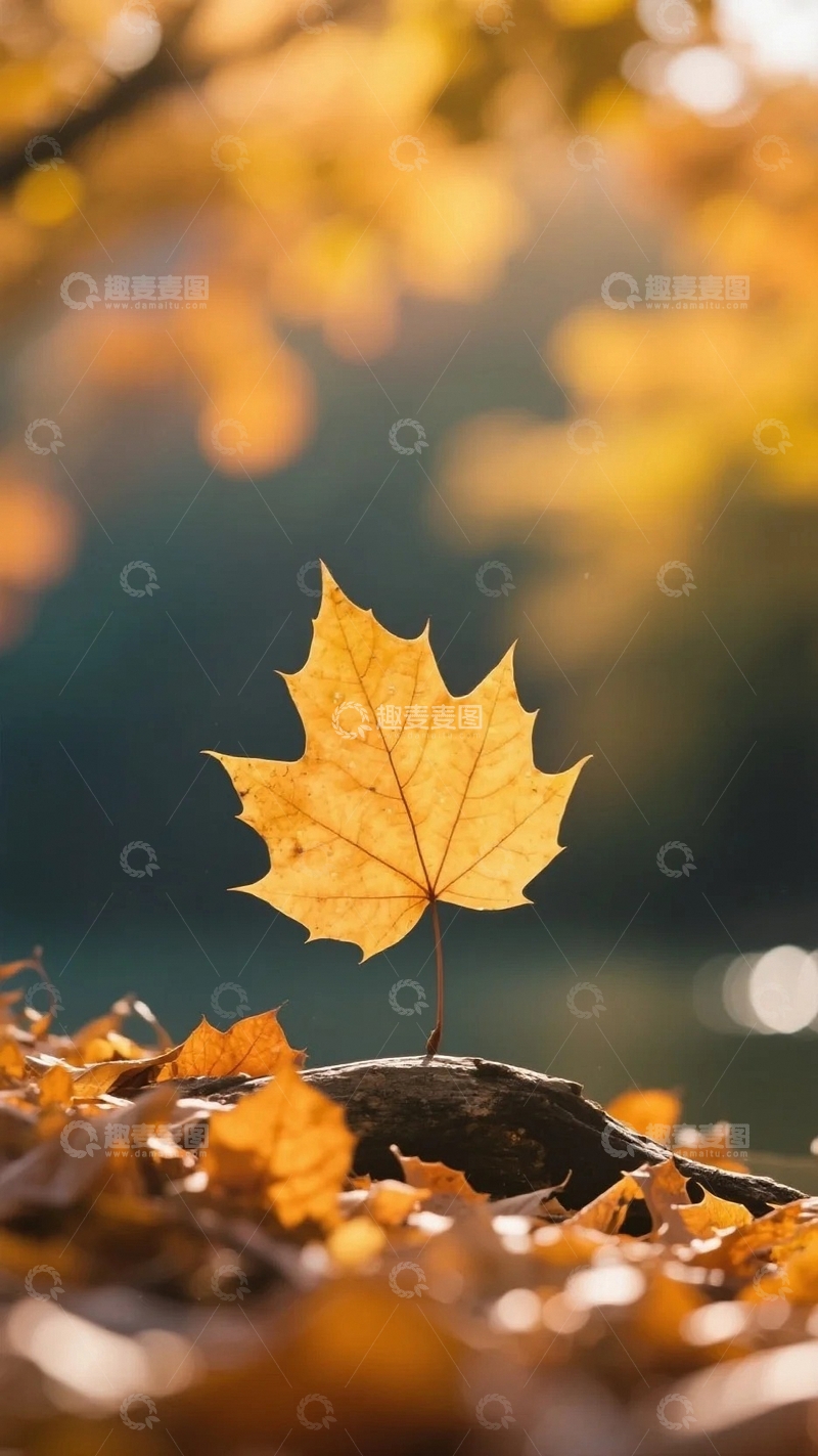 高清大图下载【趣麦麦图】秋天枫叶飘落瞬间6