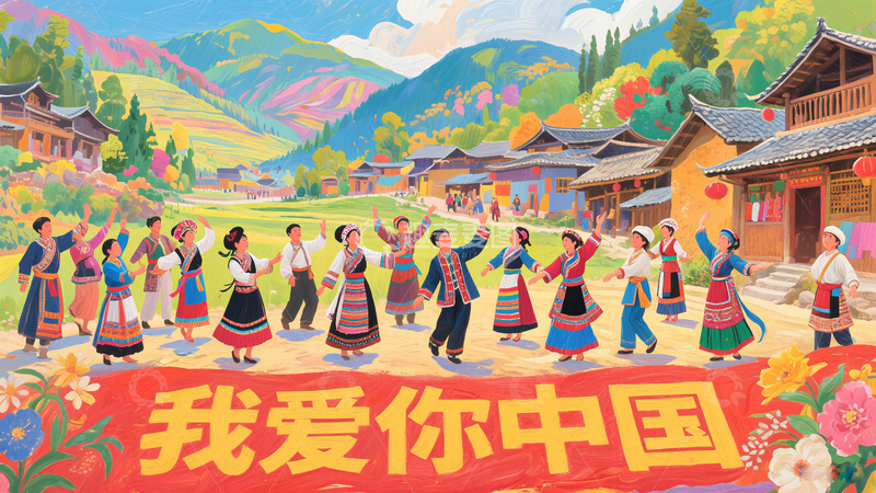 高清大图下载【趣麦麦图】我爱你中国民族团结