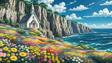 大海边的花海小教堂