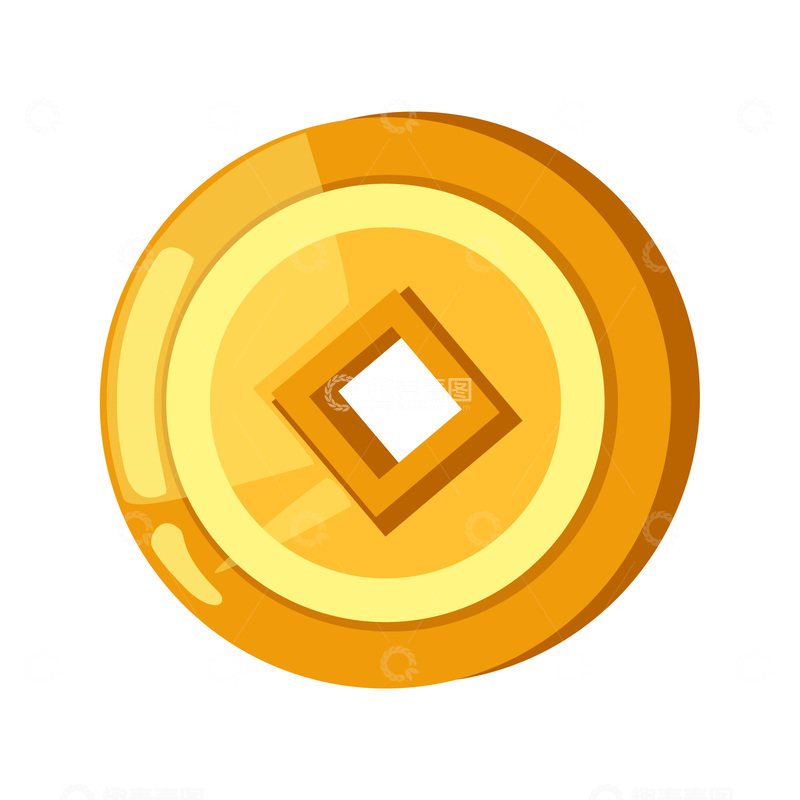彩绘卡通方孔钱铜钱金币金钱金子