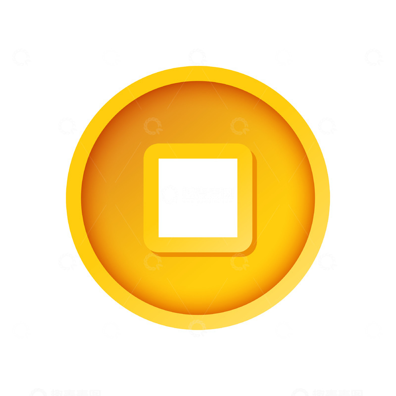 彩绘卡通金币硬币铜钱金钱插画