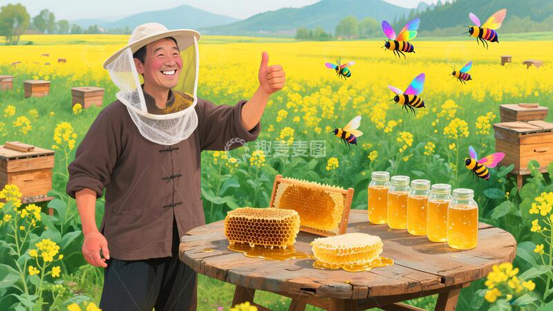 高清大图下载【趣麦麦图】养蜂人真蜂蜜