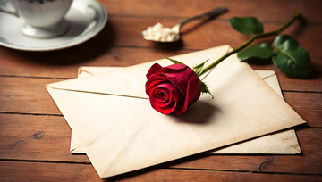 复古书信和红玫瑰