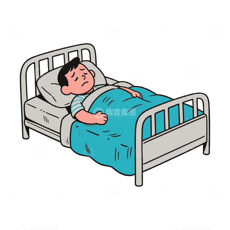 源文件下载【趣麦麦图】躺在病床上的人