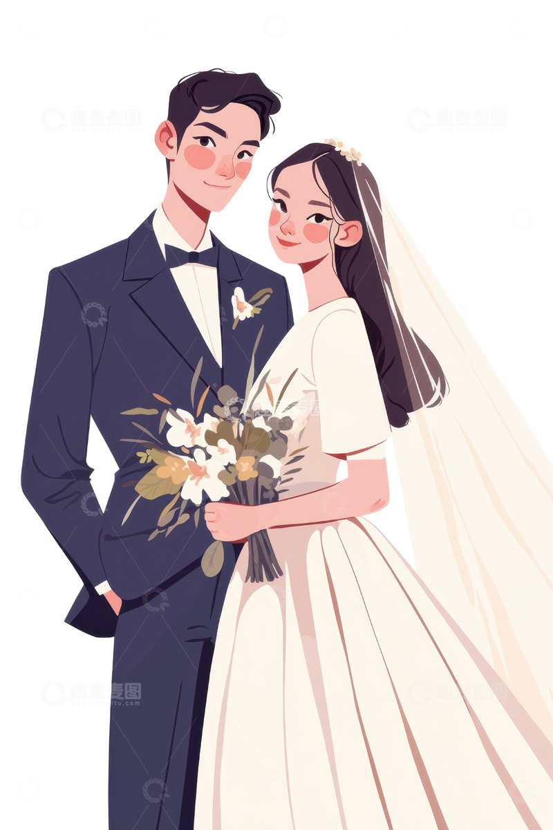 高清大图下载【趣麦麦图】结婚的新娘新郎元素