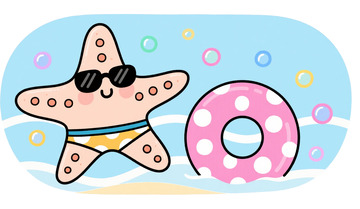 夏日海洋卡通贴纸装饰元素