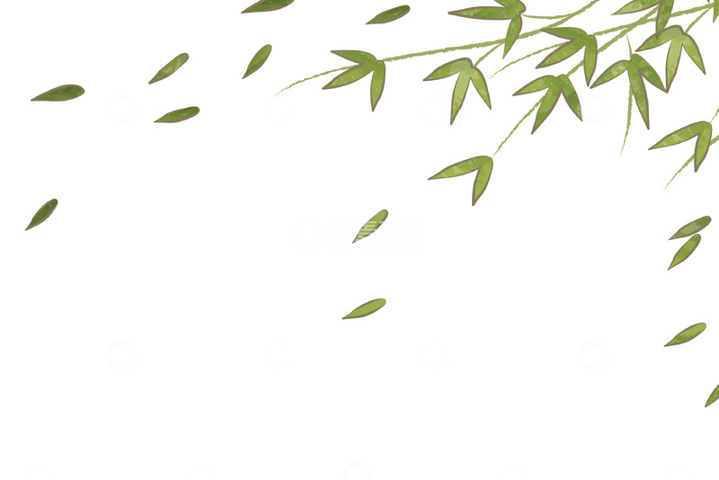 源文件下载【趣麦麦图】-彩绘卡通柳叶柳枝树枝树叶叶子落叶