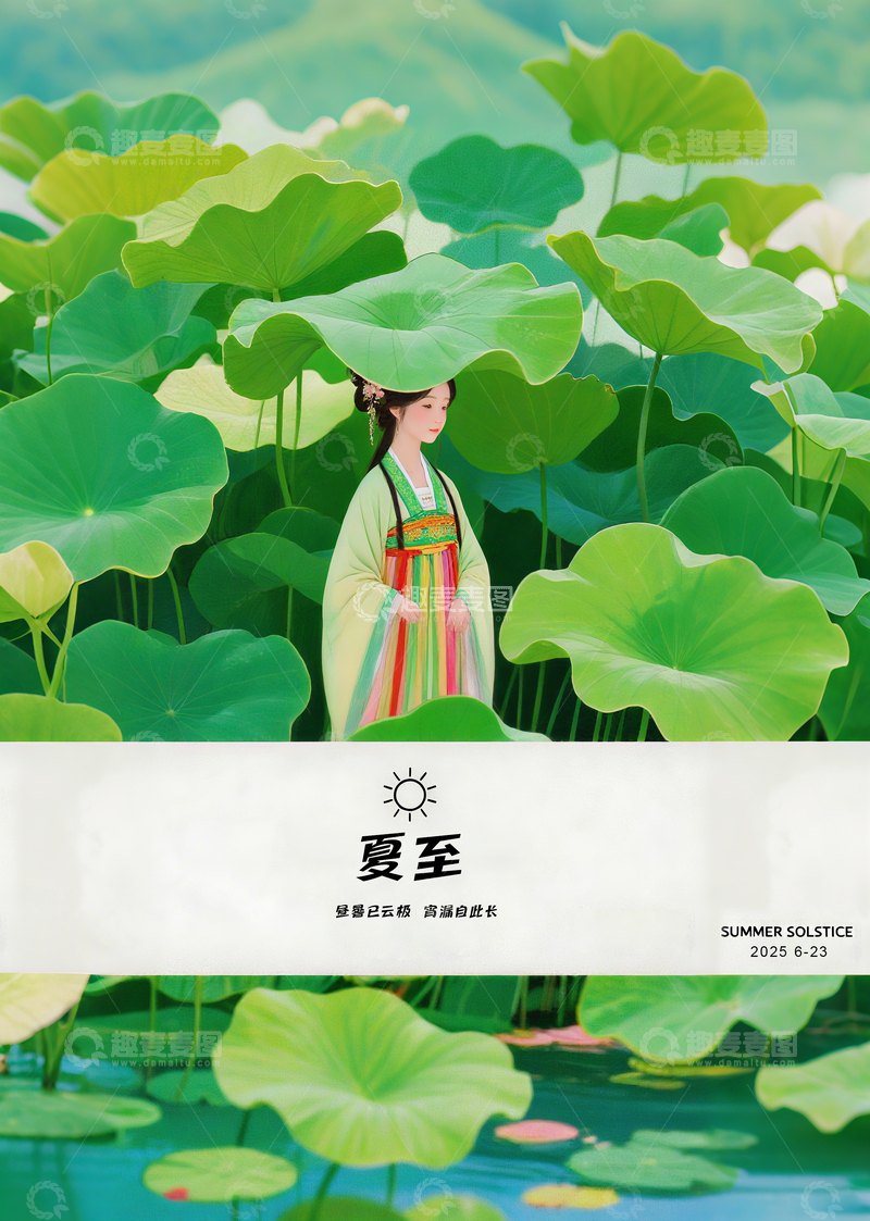 高清大图下载【趣麦麦图】夏至节气海报2