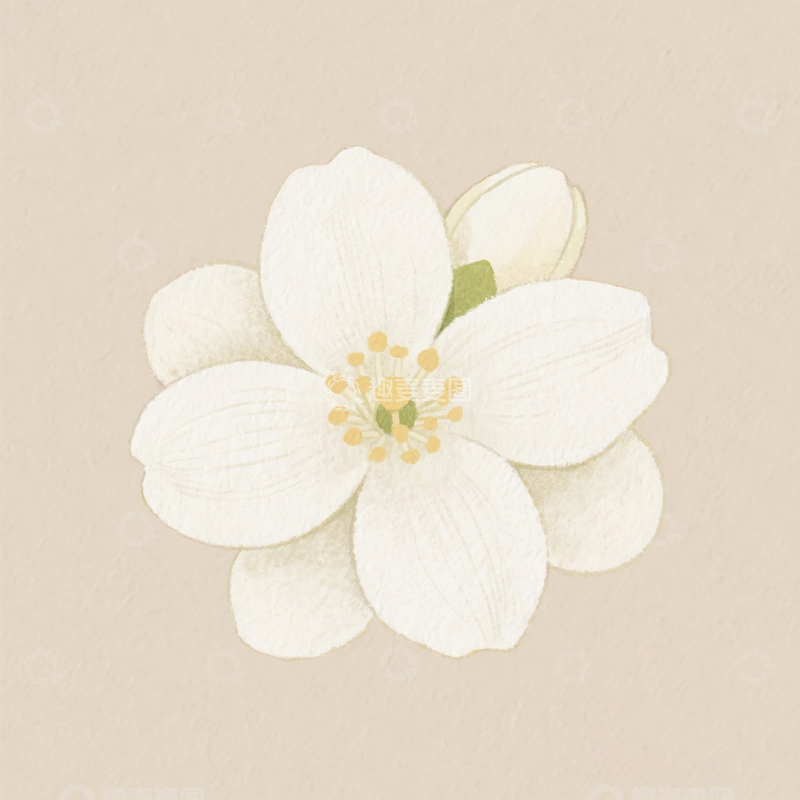 高清大图下载【趣麦麦图】卡通水彩手绘茉莉花素材1