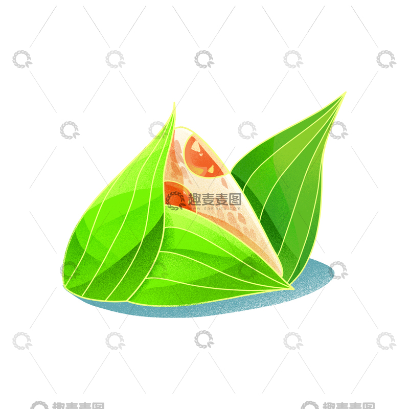 源文件下载【趣麦麦图】-端午节彩绘卡通粽子粽叶美食食物