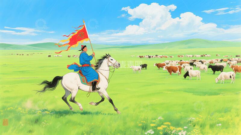 高清大图下载【趣麦麦图】蒙古赛马草原风情图片