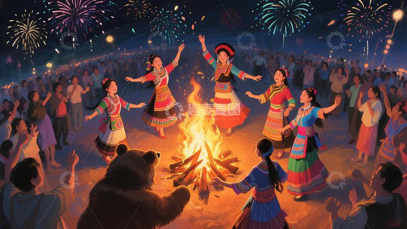 高清大图下载【趣麦麦图】少数民族火把节素材