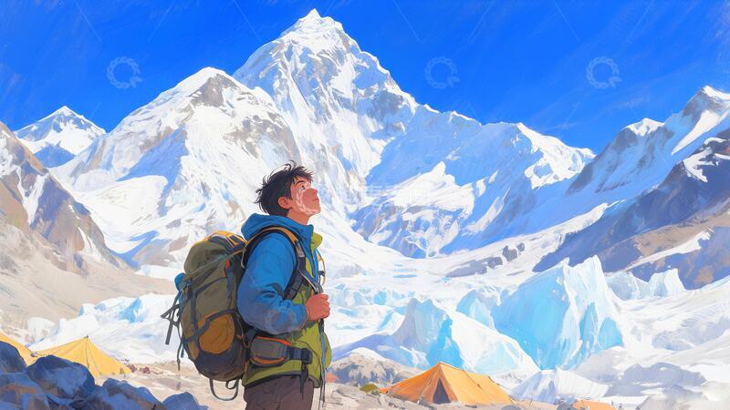 高清大图下载【趣麦麦图】登山徒步登顶2