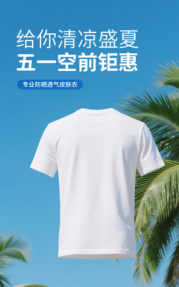 电商竖版蓝色五一服装钜惠海报