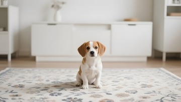 温馨客厅的可爱小狗