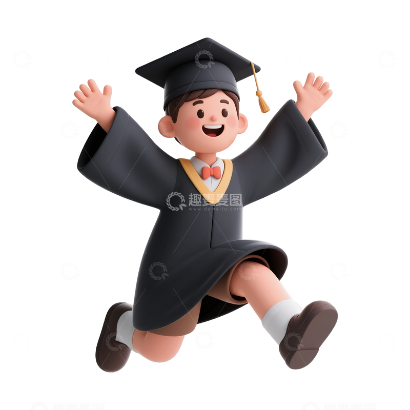 源文件下载【趣麦麦图】毕业季立体卡通人物