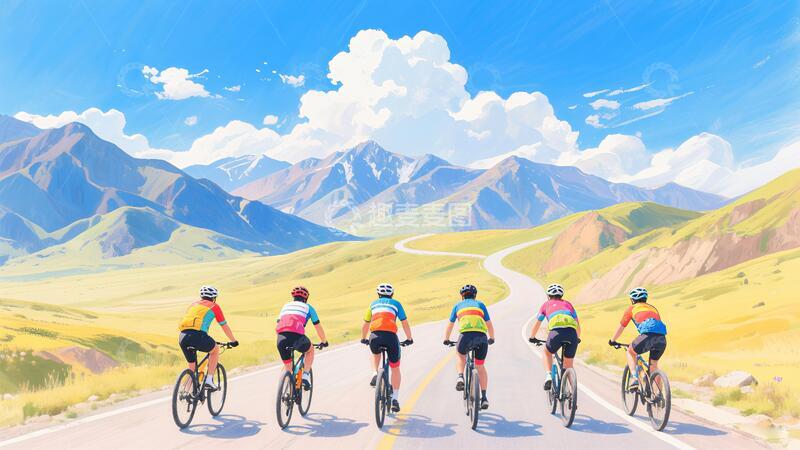 高清大图下载【趣麦麦图】自行车比赛汽车