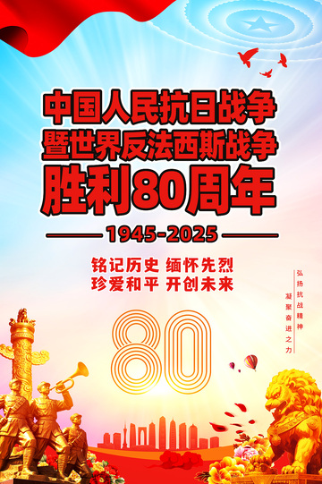 纪念抗战胜利80周年宣传海报展板