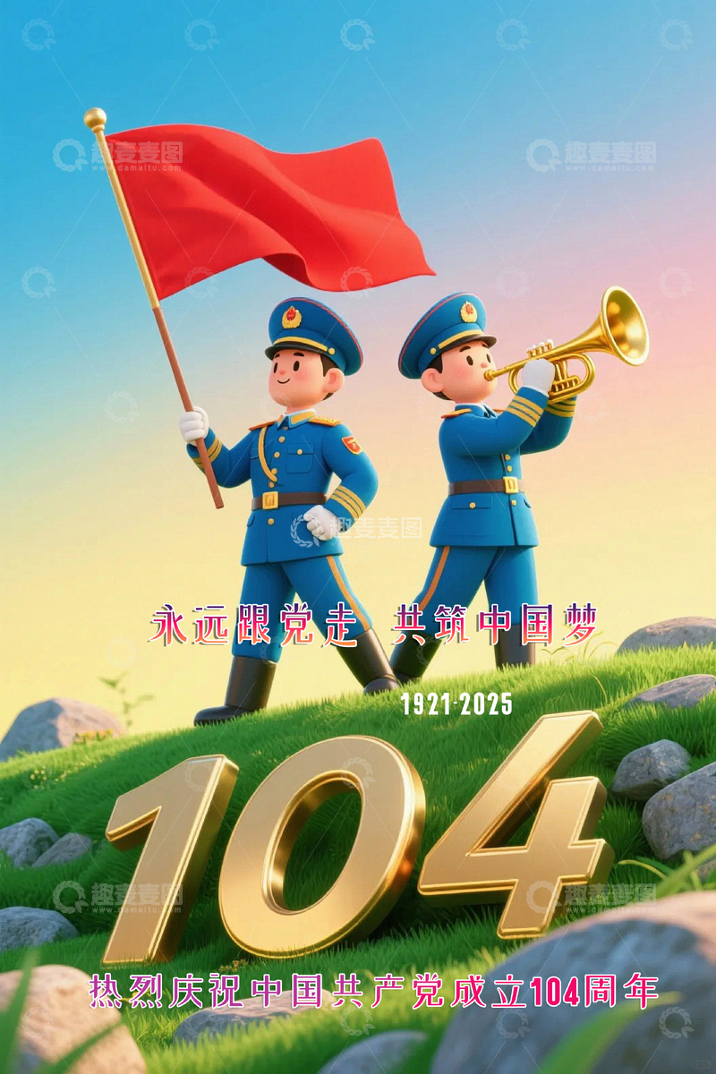 建党104周年背景2