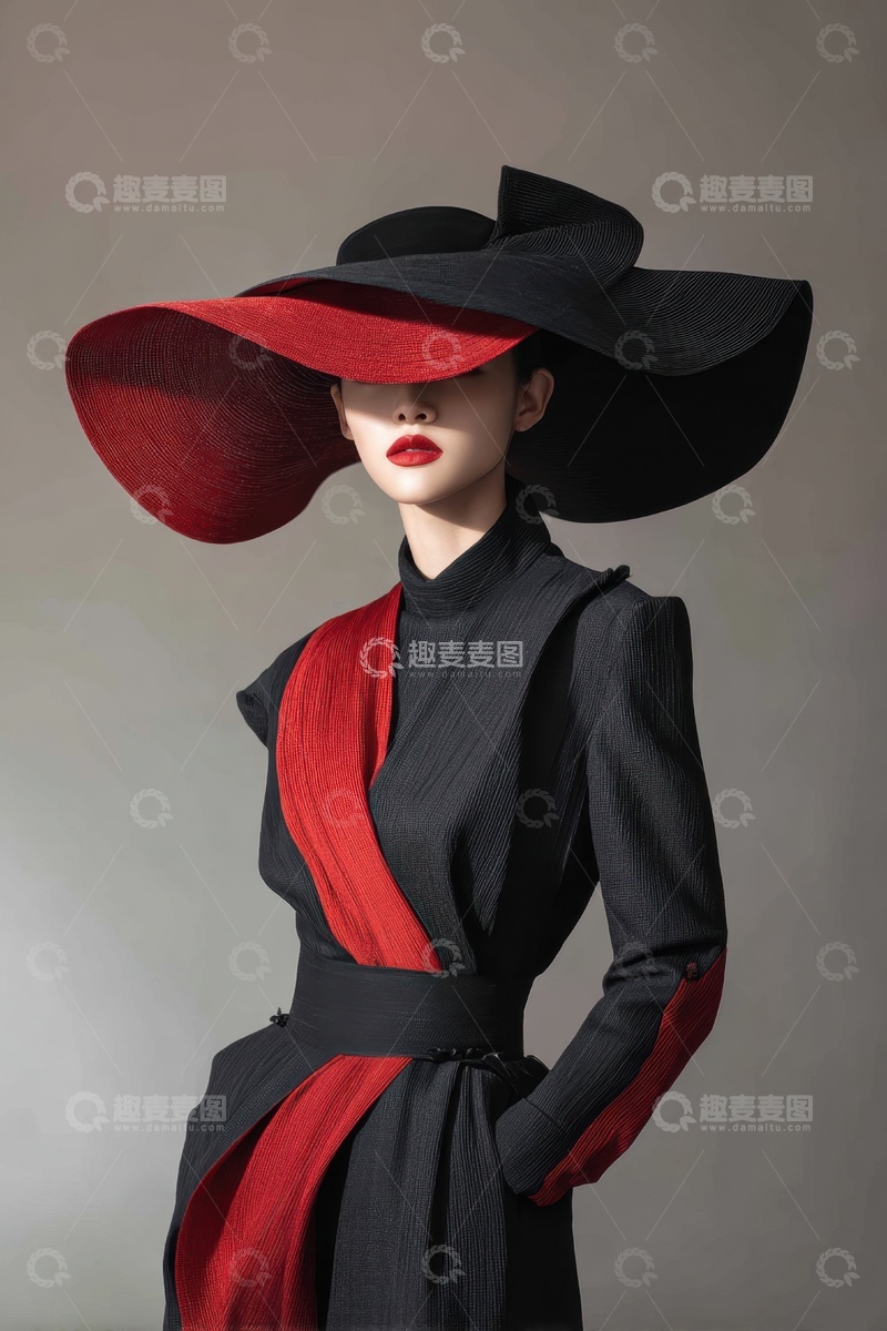 高清大图下载【趣麦麦图】带着大帽子的时尚女性