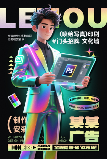 图文广告公司宣传海报酸性镭射