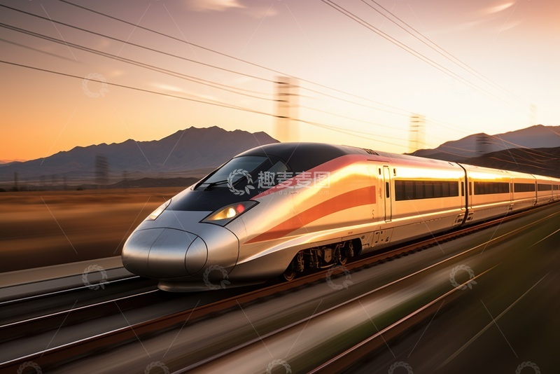 高清大图下载【趣麦麦图】轨道上疾驰的高铁