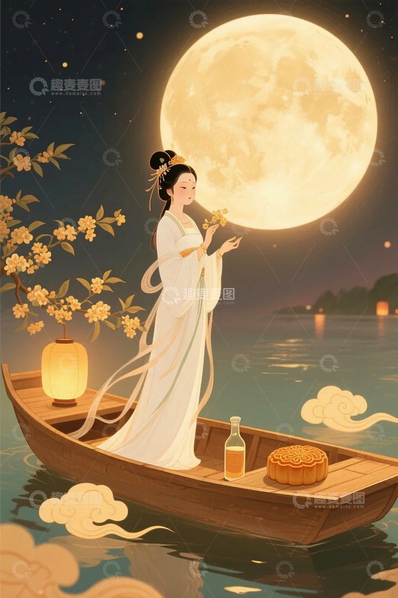 高清大图下载【趣麦麦图】中秋节嫦娥人物背景02