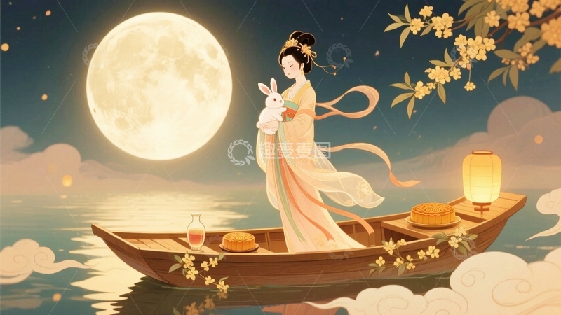 高清大图下载【趣麦麦图】中秋节嫦娥人物背景19