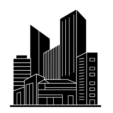 都市建筑剪影插画