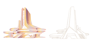 建筑线稿外星风格建筑2