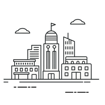 都市天际线线稿插画