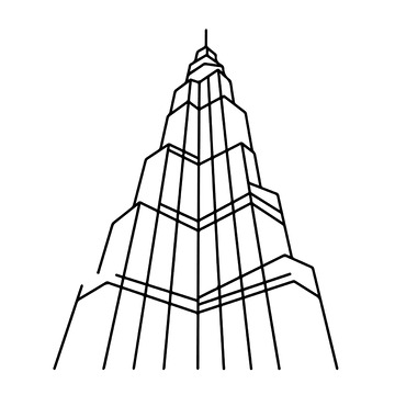 简约线条高楼插画